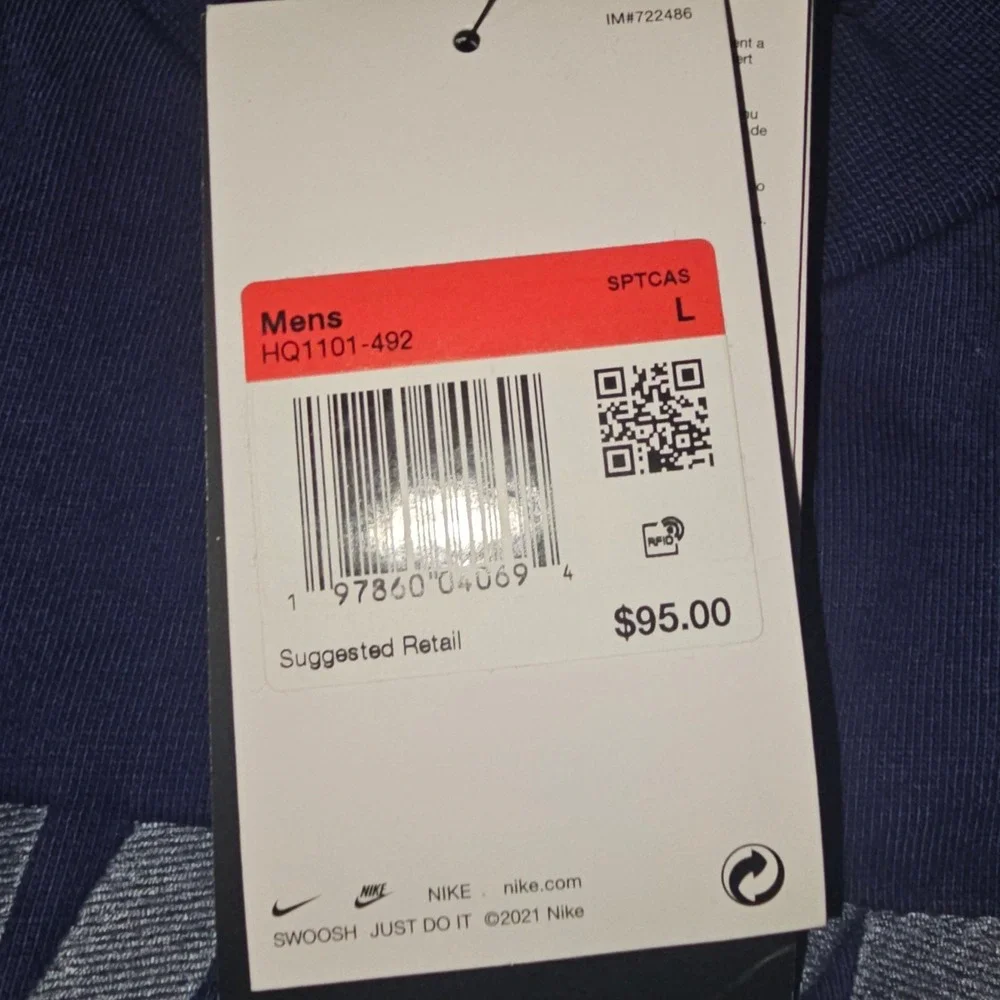 Nike New York Air Sweatshirt Mens Large Blue HQ1101-492 NWT
